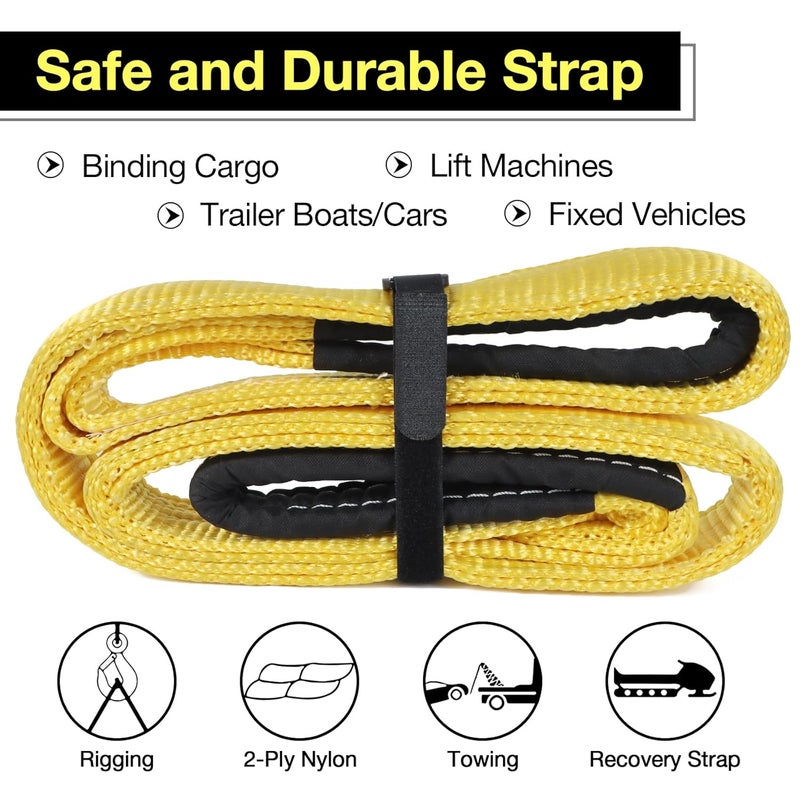 sumpluct Lift Sling Straps,2" x 8' Heavy Duty Flat Eye & Eye 2-Ply Polyester Lifting Straps for Hoist, Rigging Sling Recovery Tree Saver Swing Strap 6500 lbs Vertical, 5200 Choker, 13000 Basket - Image 3